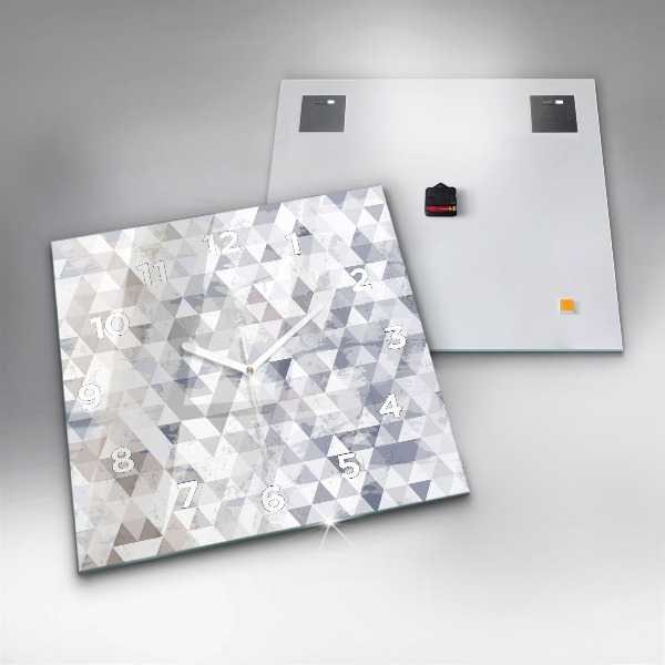 Square glass wall clock Geometric pattern