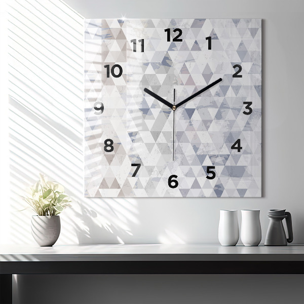 Square glass wall clock Geometric pattern