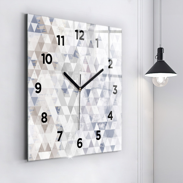 Square glass wall clock Geometric pattern