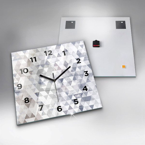 Square glass wall clock Geometric pattern