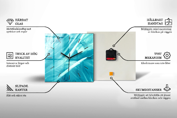 Square glass wall clock Surfing on the beach