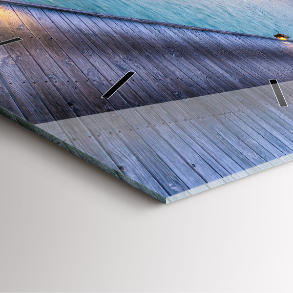 Square glass wall clock Sunset Maldives