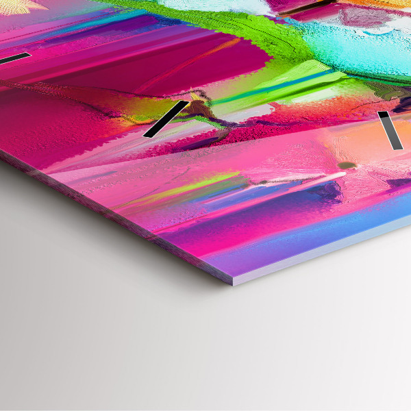 Square glass wall clock Abstract flowers