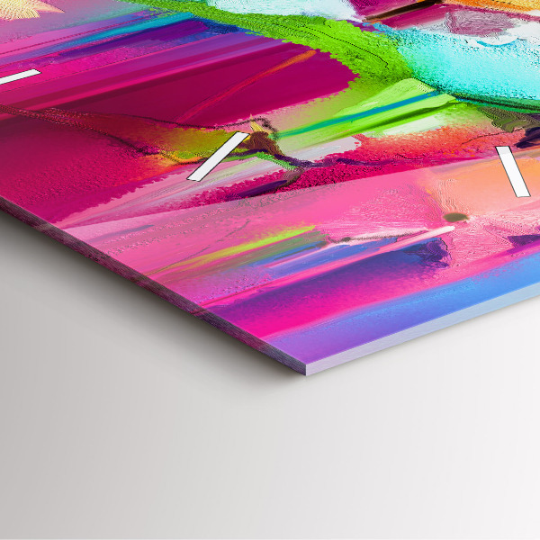 Square glass wall clock Abstract flowers