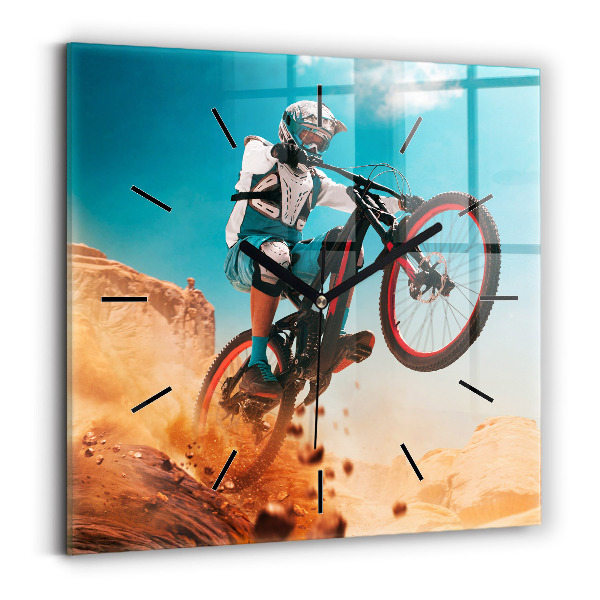 Square glass wall clock Stuntman and adrenaline