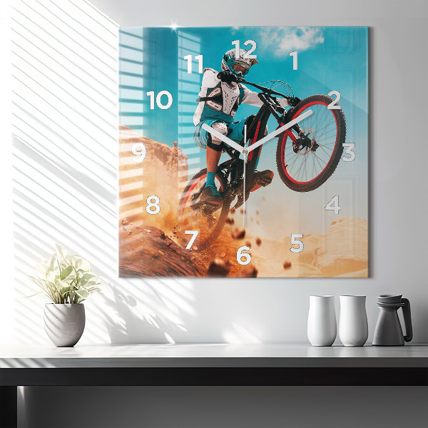 Square glass wall clock Stuntman and adrenaline