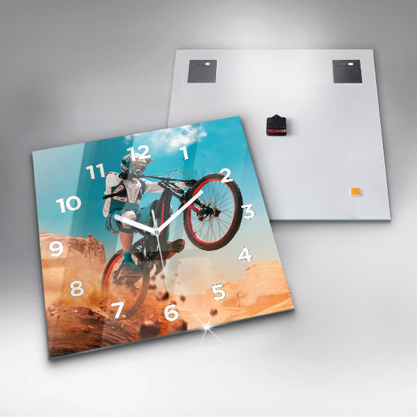 Square glass wall clock Stuntman and adrenaline