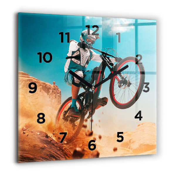Square glass wall clock Stuntman and adrenaline