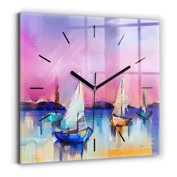 Square glass wall clock Seascape