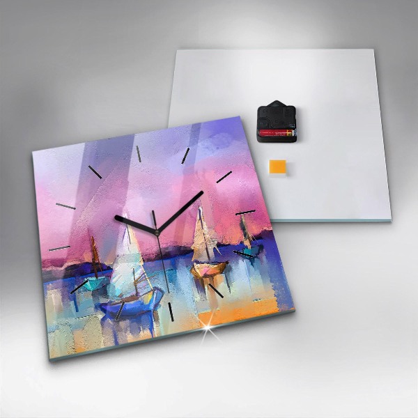 Square glass wall clock Seascape