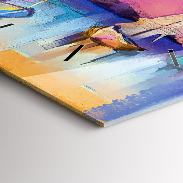 Square glass wall clock Seascape