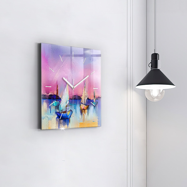 Square glass wall clock Seascape