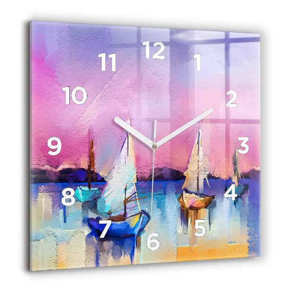 Square glass wall clock Seascape