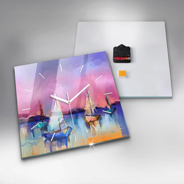 Square glass wall clock Seascape