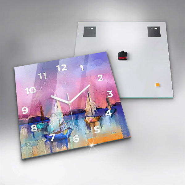 Square glass wall clock Seascape