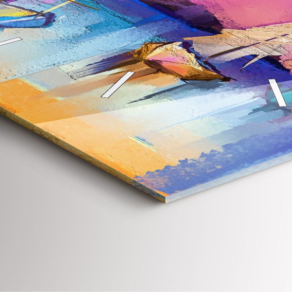 Square glass wall clock Seascape