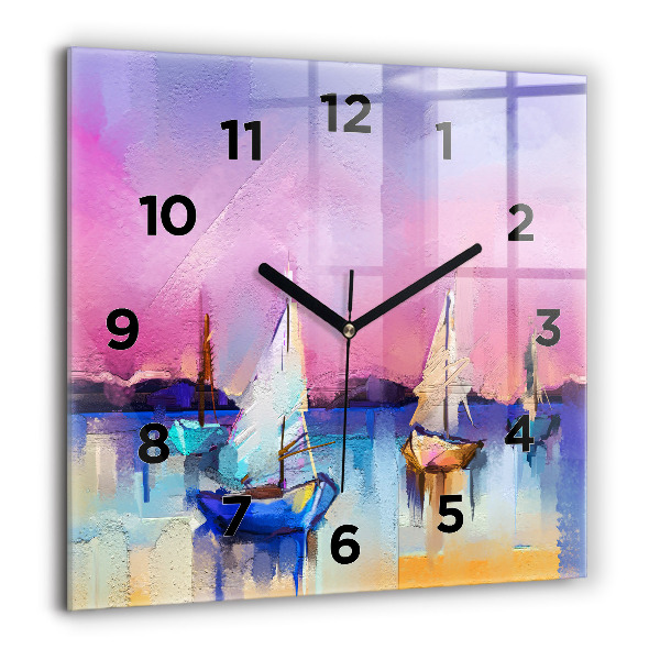 Square glass wall clock Seascape