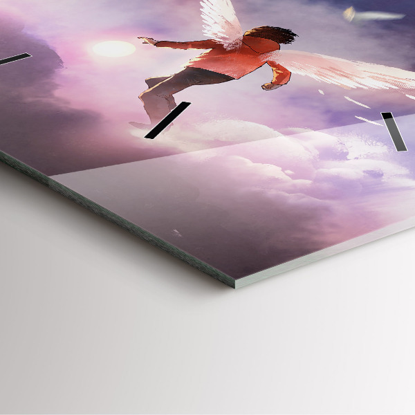 Square glass wall clock Boy with wings