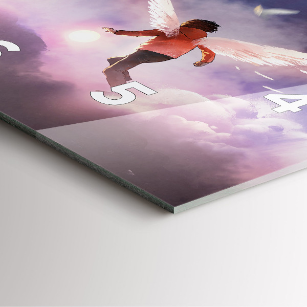 Square glass wall clock Boy with wings