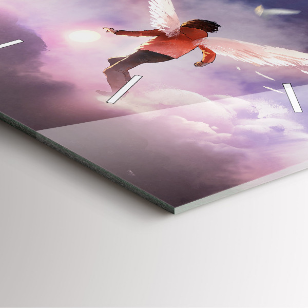 Square glass wall clock Boy with wings