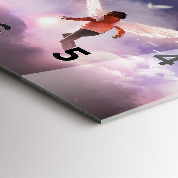 Square glass wall clock Boy with wings