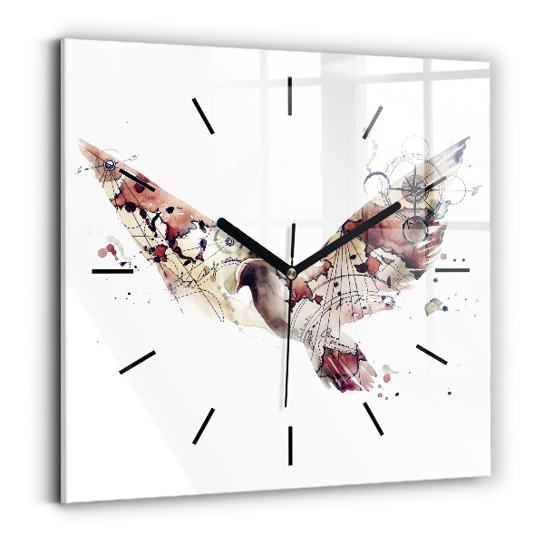 Square glass wall clock Abstract view