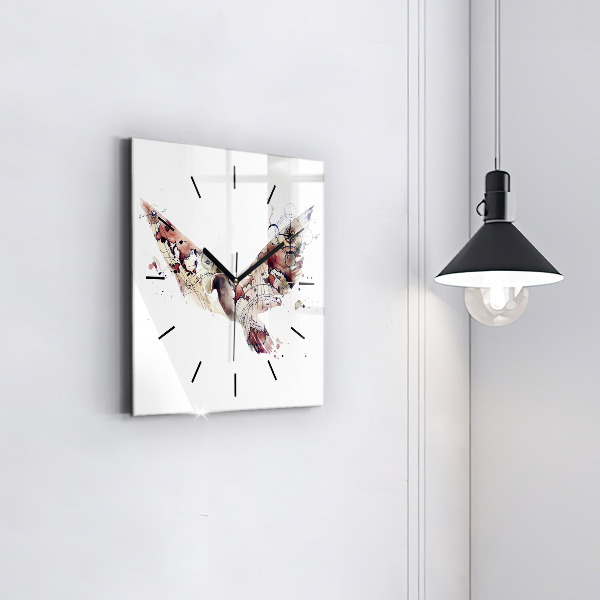Square glass wall clock Abstract view