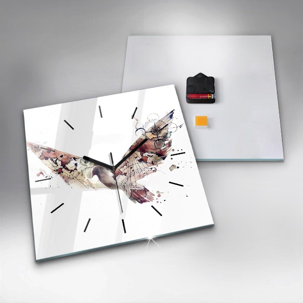 Square glass wall clock Abstract view