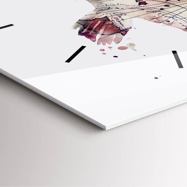 Square glass wall clock Abstract view