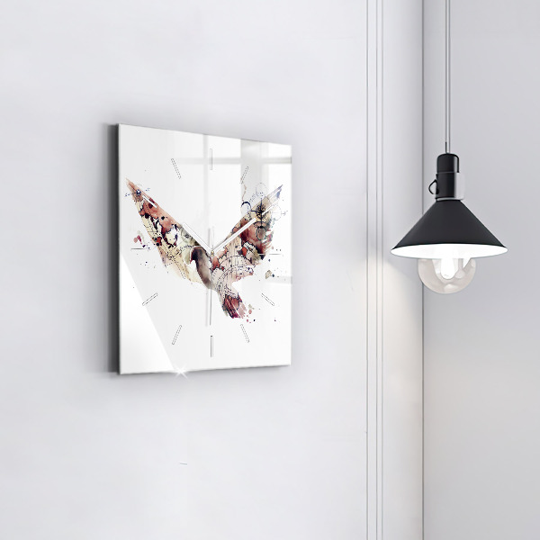 Square glass wall clock Abstract view