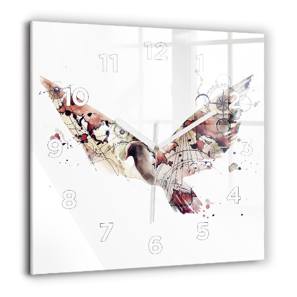 Square glass wall clock Abstract view