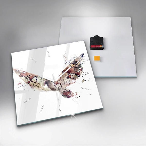 Square glass wall clock Abstract view