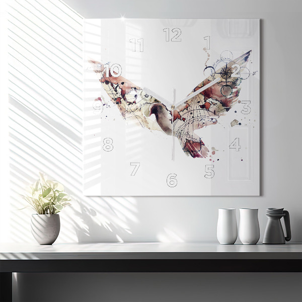 Square glass wall clock Abstract view