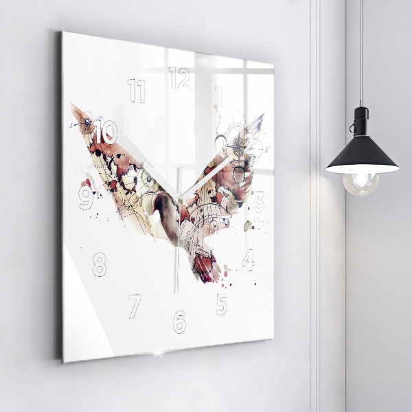 Square glass wall clock Abstract view
