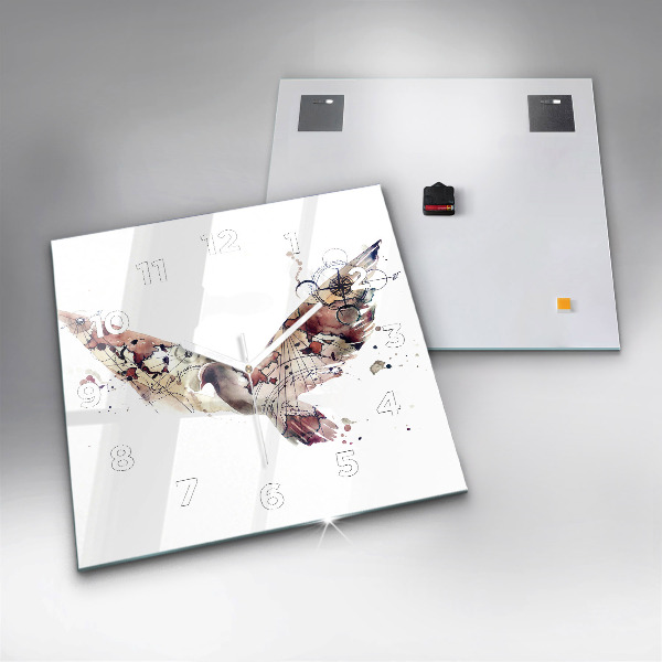 Square glass wall clock Abstract view