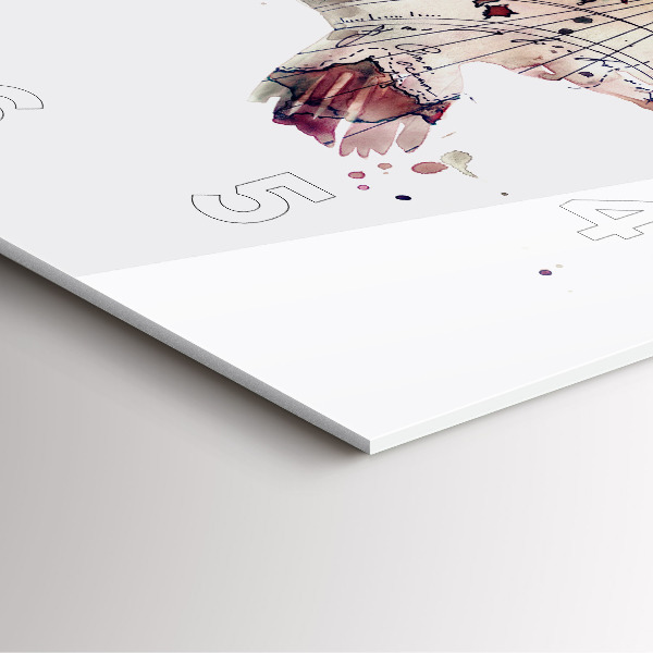 Square glass wall clock Abstract view