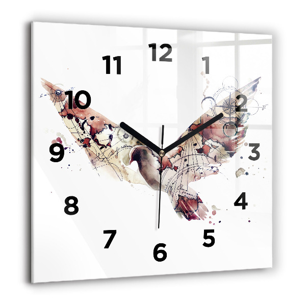 Square glass wall clock Abstract view