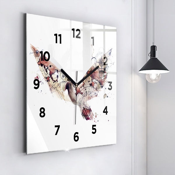 Square glass wall clock Abstract view