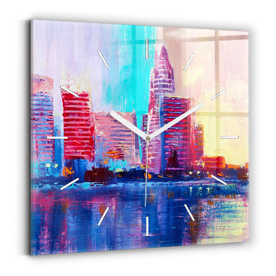 Square glass wall clock Skyscraper abstraction