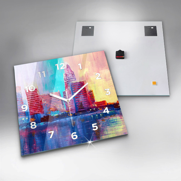 Square glass wall clock Skyscraper abstraction