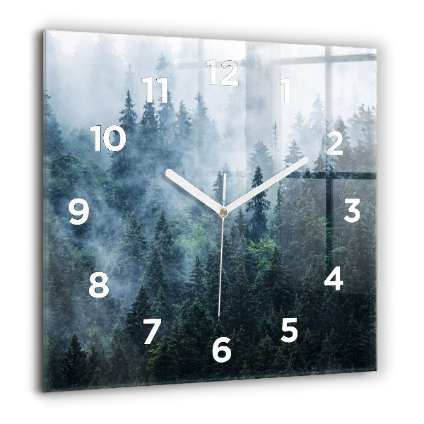 Square glass wall clock Misty Mountain Landscape