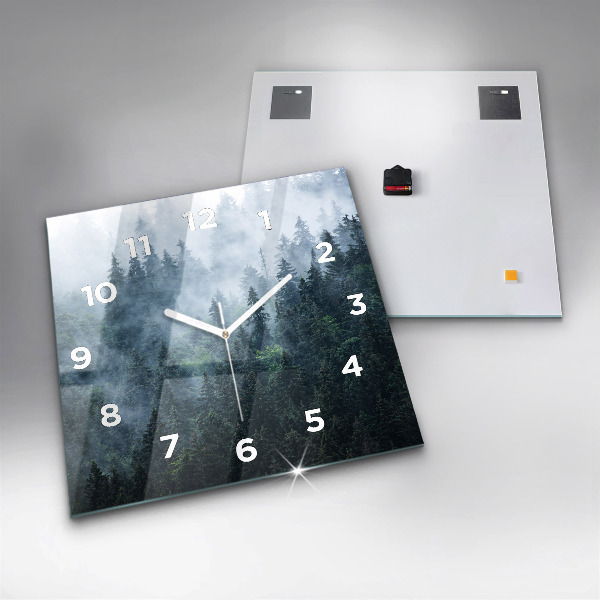 Square glass wall clock Misty Mountain Landscape