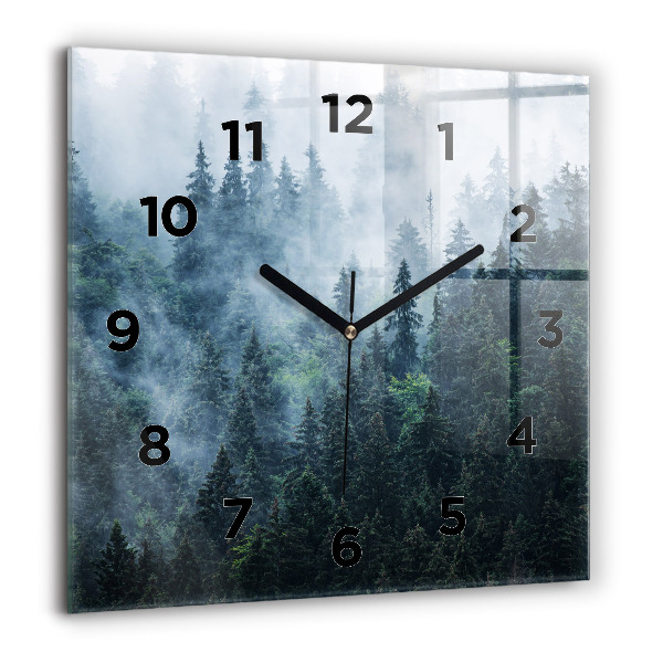 Square glass wall clock Misty Mountain Landscape