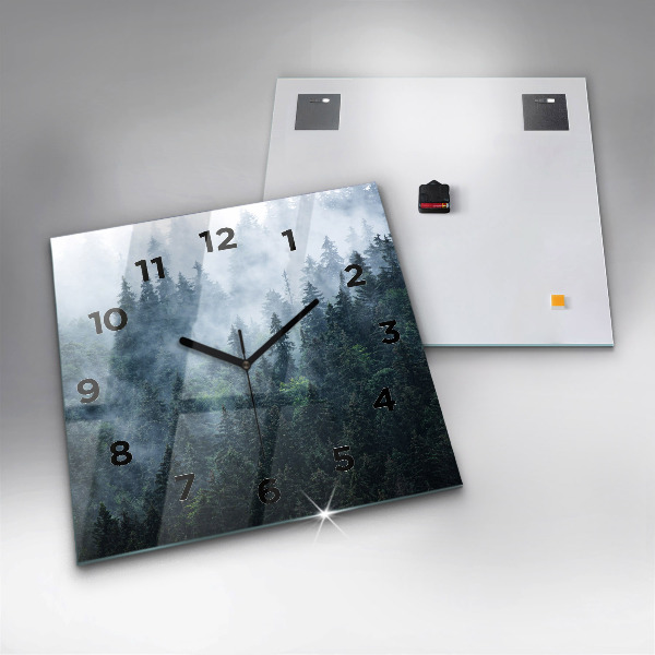 Square glass wall clock Misty Mountain Landscape
