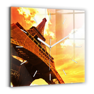 Square glass wall clock The Eiffel Tower in Paris