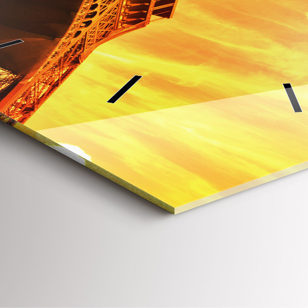 Square glass wall clock The Eiffel Tower in Paris