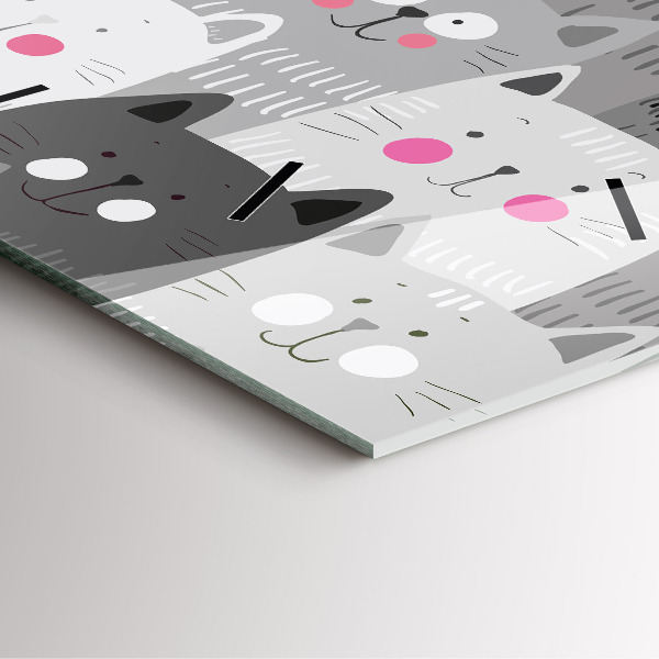 Square glass wall clock Pattern with cats