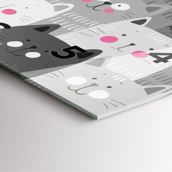 Square glass wall clock Pattern with cats