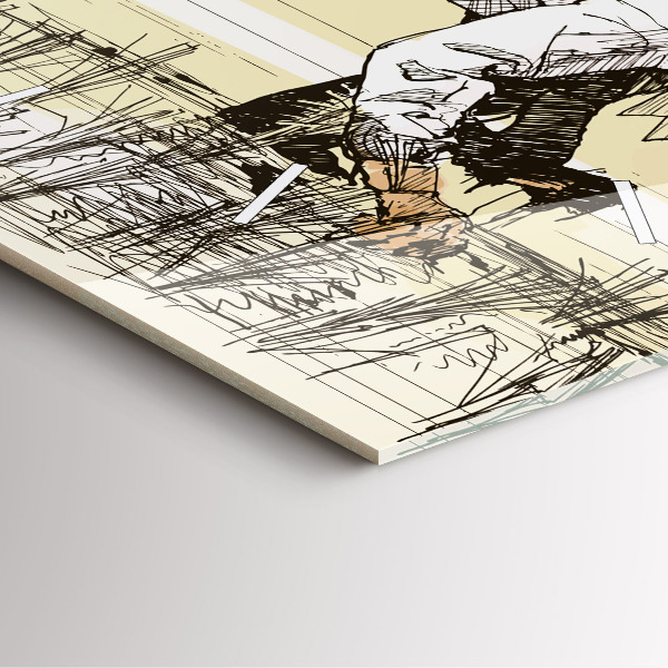 Square glass wall clock Woman picking rice