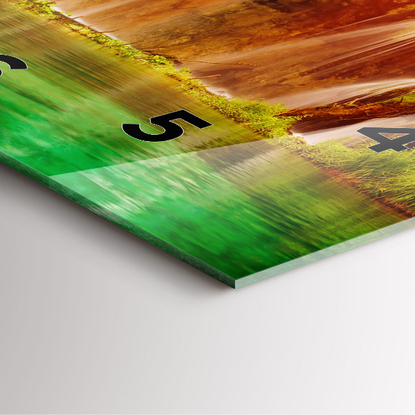 Square glass wall clock View of the waterfall